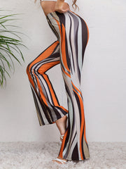 Striped Print Flare Leg Yoga Pants Wide Leg Bell Bottom Sports Leggings