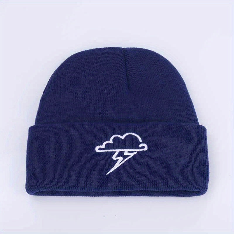 Clouds Embroidery Beanie Lightweight Warm Skull Cap Solid Coldproof Couple Knit
