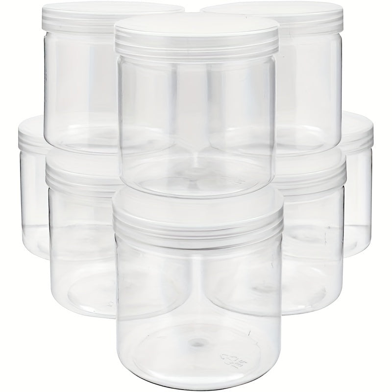 10 Clear Plastic Jars with Lids Slime Storage Craft Organizer