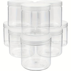 10 Clear Plastic Jars with Lids Slime Storage Craft Organizer
