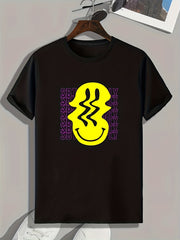 Facial Smile Print Men's Graphic T-shirt for Summer