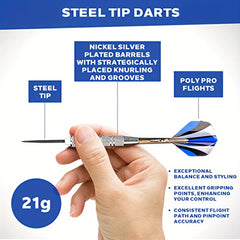 3pcs Silver Steel Tip Dart Set 21g Standard Darts