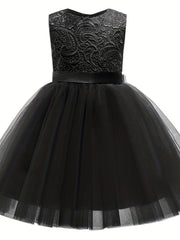 Grace Lace Strappy Sleeveless Tulle Flower Girl Dress for Party Wedding