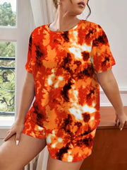 Tie Dye Lounge Set Soft T shirt & Shorts Pajama Two Piece