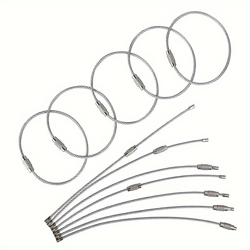 20pcs Stainless Steel Wire Keychain for Camping and Luggage
