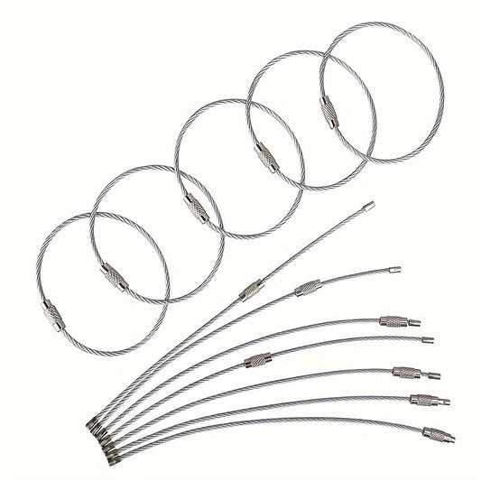 20pcs Stainless Steel Wire Keychain for Camping and Luggage