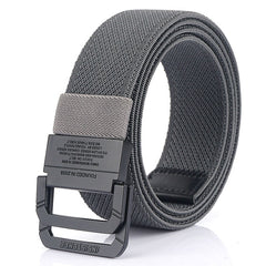 Men's Double Ring Buckle Nylon Elastic Belt Outdoor Casual Tactical Durable Belt