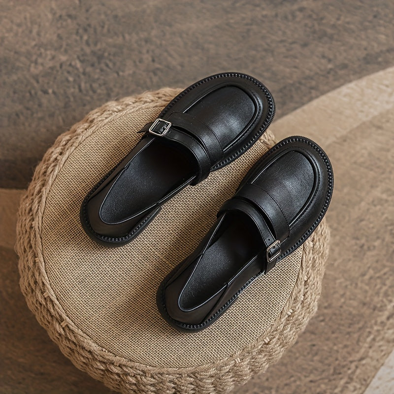 Women's Chunky Heel Loafers Casual Work Shoes