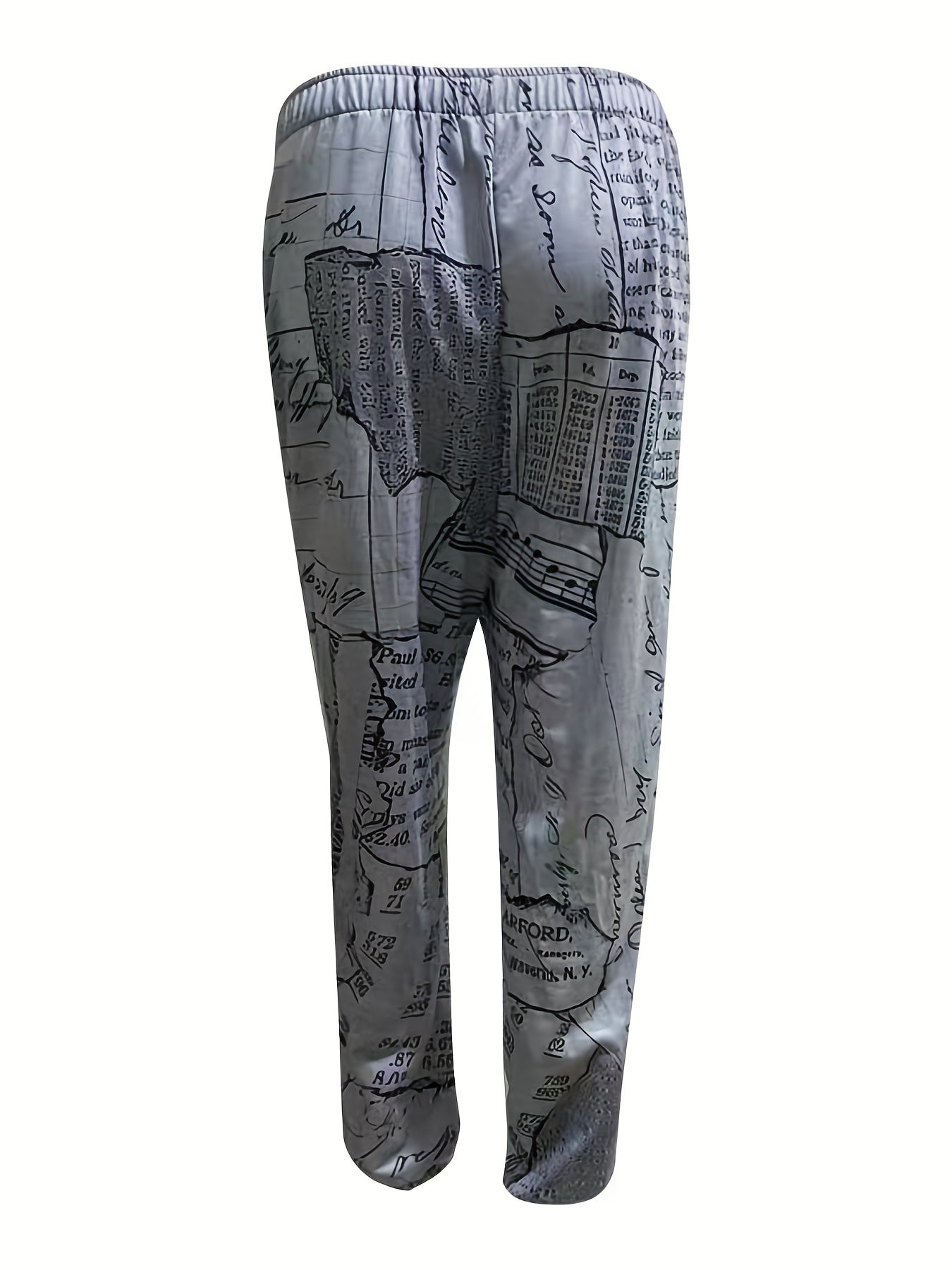 Newspaper Print Sweatpants Jogger Pants Women's Clothing