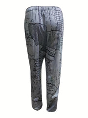 Newspaper Print Sweatpants Jogger Pants Women's Clothing