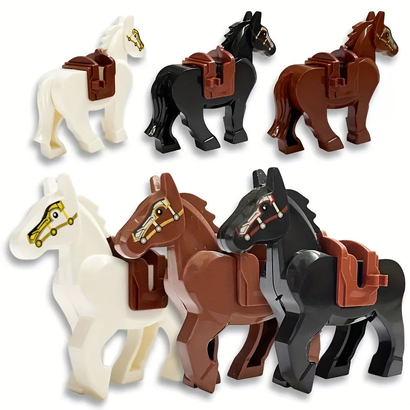 Military Vehicle Building Block Warhorse with Saddle Toy