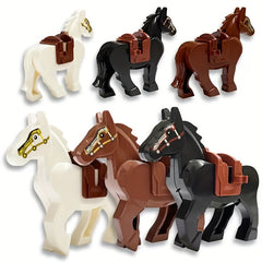 Military Vehicle Building Block Warhorse with Saddle Toy