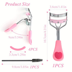 Long Lasting Eyelash Curlers Set with Built-In Comb and Eyebrow Brush