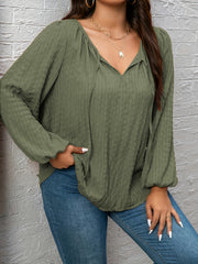 Women's Solid Lantern Sleeve Blouse