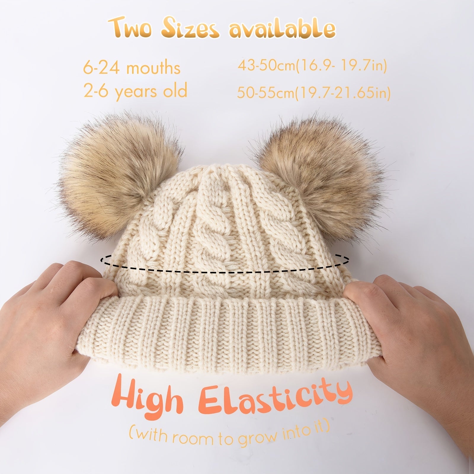 Toddler Winter Faux Fur Pom Beanie Hat For Kids