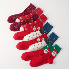 15 Pairs Cartoon & Christmas Fuzzy Socks Women's Stockings