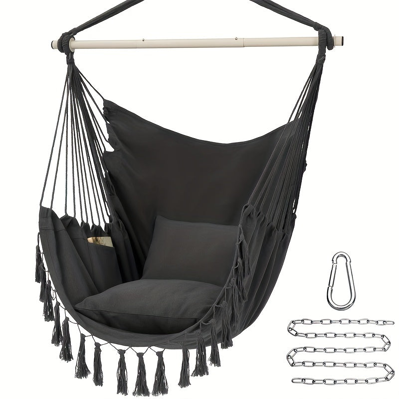 Hammock Chair Hanging Rope Swing 500 Lbs 2 Cushions Included Comfort Hanging Cha