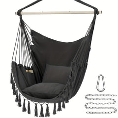Hammock Chair Hanging Rope Swing 500 Lbs 2 Cushions Included Comfort Hanging Cha
