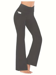 High Waist Butt Lifting Yoga Bootcut Pants with Pockets Activewear