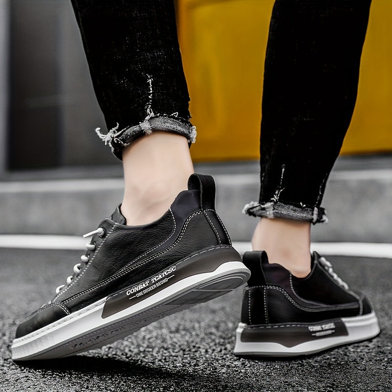 Men's Slip On Leather Skate Shoes Walking Sneakers