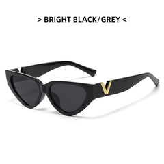 Stripe Cat Eye Sunglasses Vintage Ladies Stylish Oversized Triangle