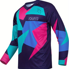 Men's Geometric Pattern Print V Neck Tee for Spring Fall