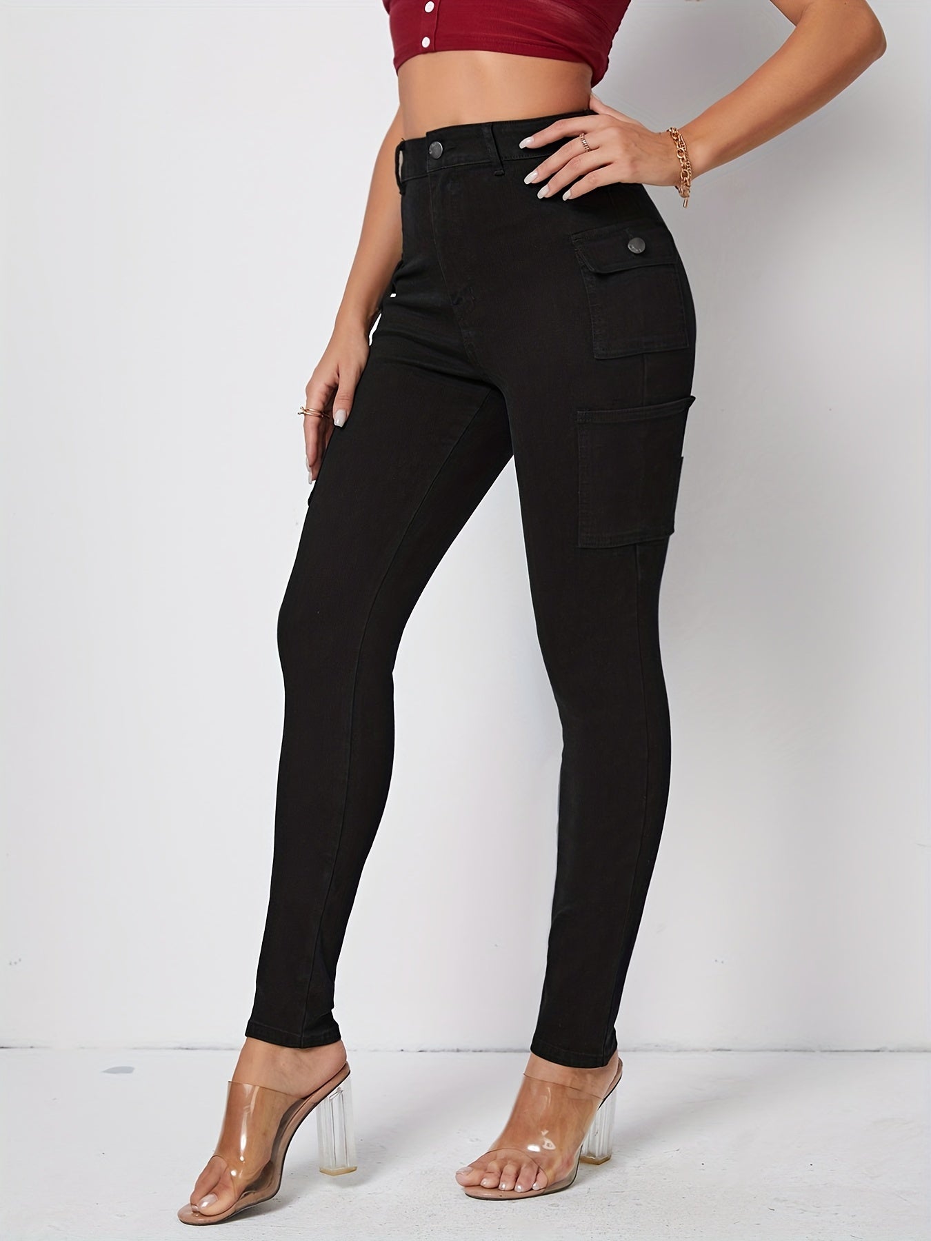 High Stretch Cargo Denim Pants Y2K & Kpop Style