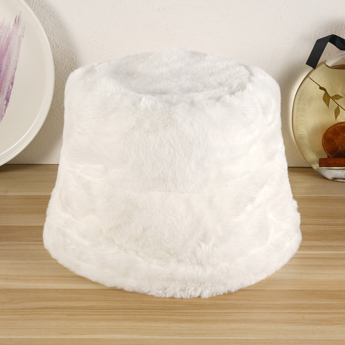 Winter Fur Bucket Hat Soft Fluffy Warm Fleece Fisherman Cap