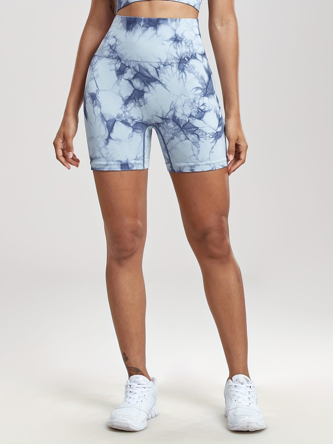 4pcs Tie Dye Biker Shorts High Elasticity for Gym Sessions