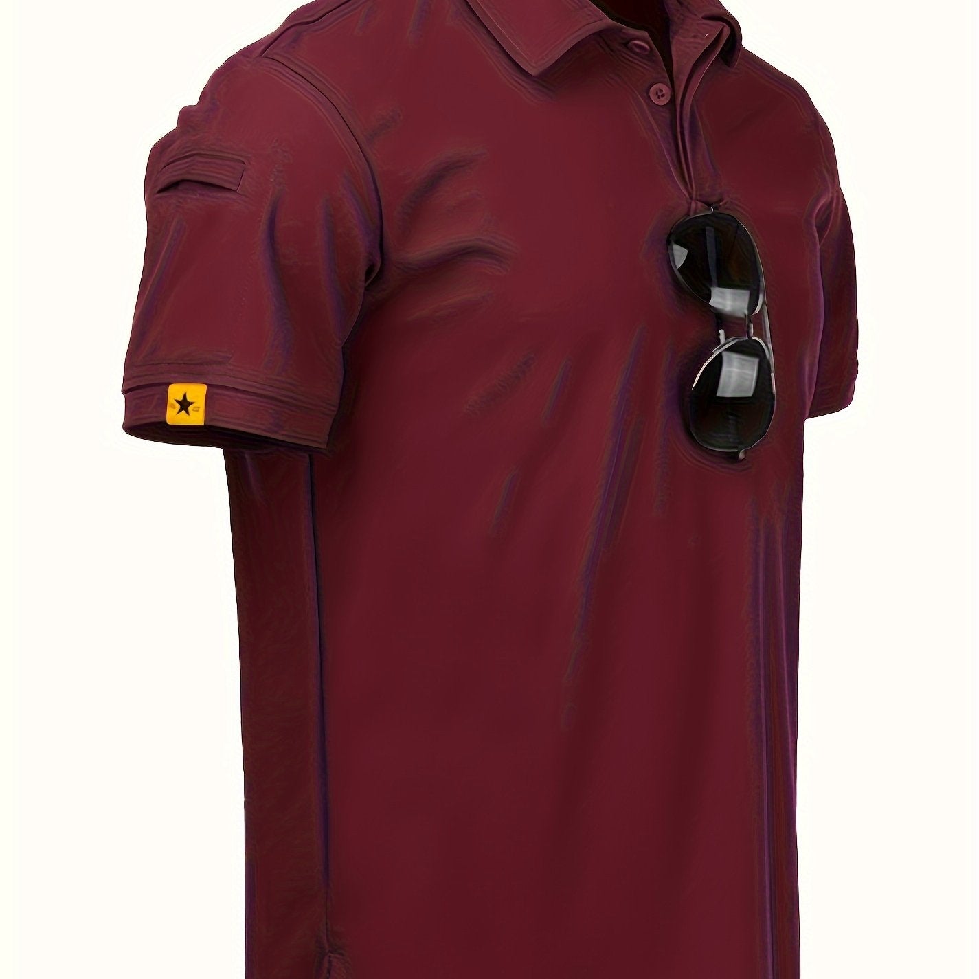 Men's Lapel 1/4 Button Short Sleeve Shirt For Fitness Training