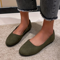 Women's Almond Toe Flat Shoes Soft Sole Slip On Micro Suede Footwear