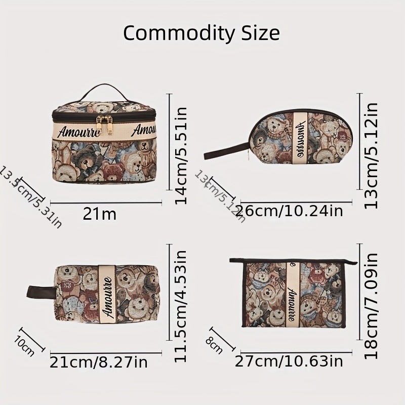 Adorable Bear Zipper Bag Large Capacity Toiletry Wash Travel Makeup Handle
