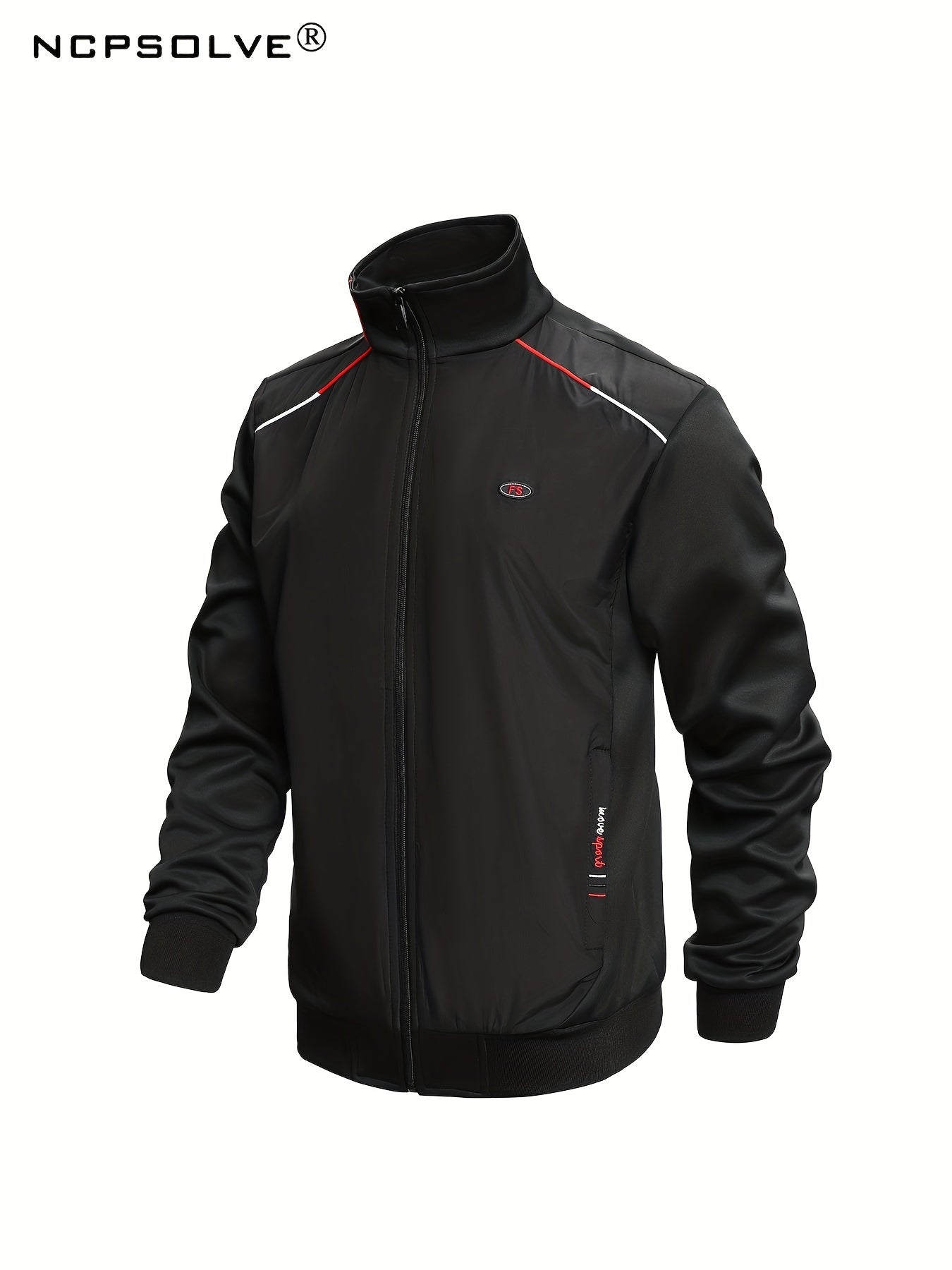 Men's Sports Suit Solid Stand Collar Zip Up Jacket & Stretch Elastic Waist Pants