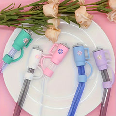 5pcs Cartoon Straw Covers Reusable Dustproof Straw Plugs Cup Decoration