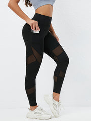 Mesh Contrast Yoga Leggings Butt Lifting Slim Workout Running
