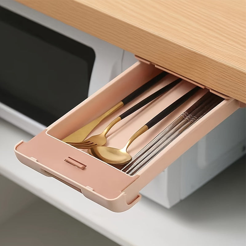 2pcs Under Desk Drawer Hidden Storage Box Large Capacity