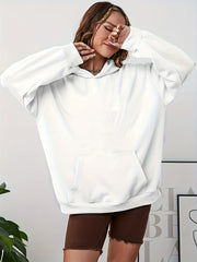 Solid Kangaroo Pocket Hoodie Casual Long Sleeve Hoodies