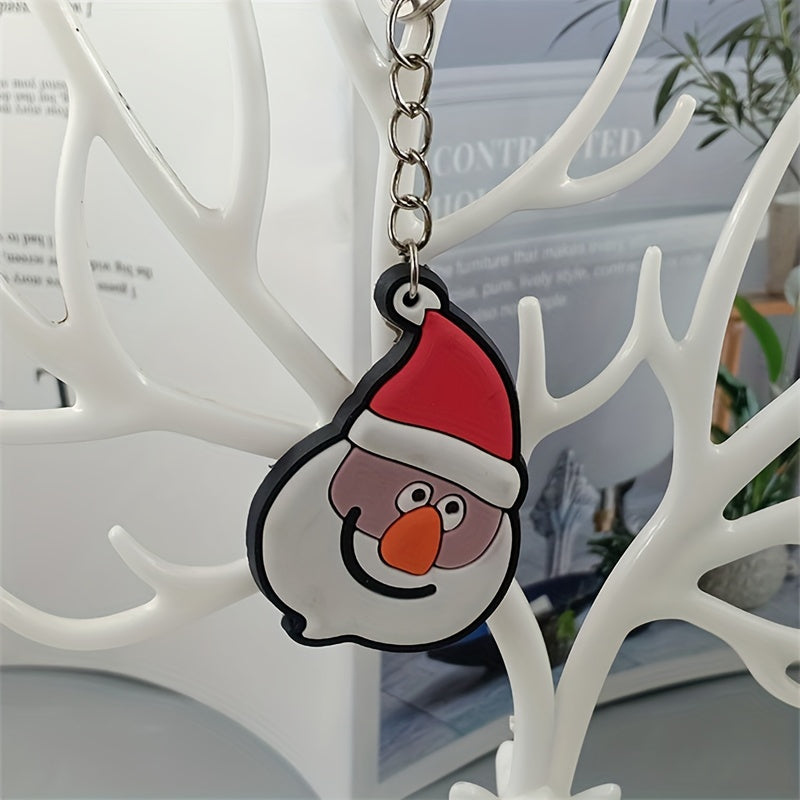 10pcs Christmas Cartoon Keychain PVC Key Ring Charm Gift