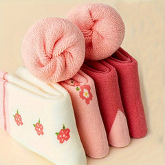 5 Pairs Girl's Cartoon Knitted Socks Warm Soft Crew Socks