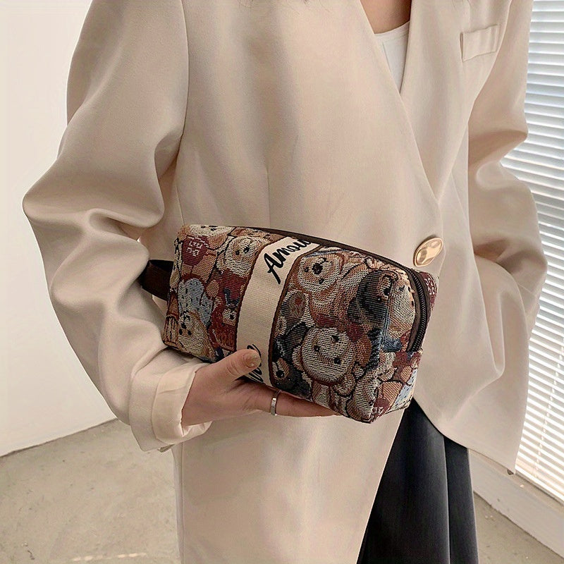 Adorable Bear Zipper Bag Large Capacity Toiletry Wash Travel Makeup Handle