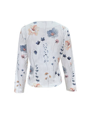Floral Open Front Jacket Long Sleeve Casual Spring Fall Women's Clothing