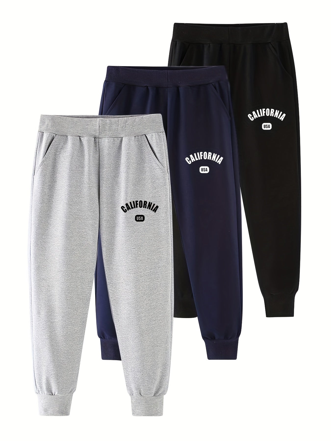 3pcs CALIFORNARY Letter Print Boys Sweatpants