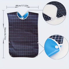 Adult Bib Waterproof Crumb Catcher Checkered Cloth