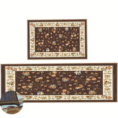 Soft Kitchen Floor Mat Non-slip Water-absorbing Rug Vintage Brown