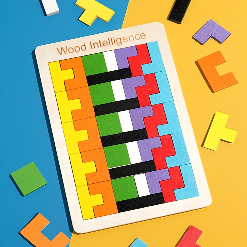 Wooden Blocks Puzzle Brain Teaser Toy 3D Building Blocks Game