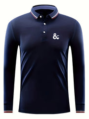 Dragon Pattern Men's Custom Fit Long Sleeve Polo Shirt