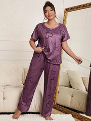 Heart & Letter Print Tee & Pants Set