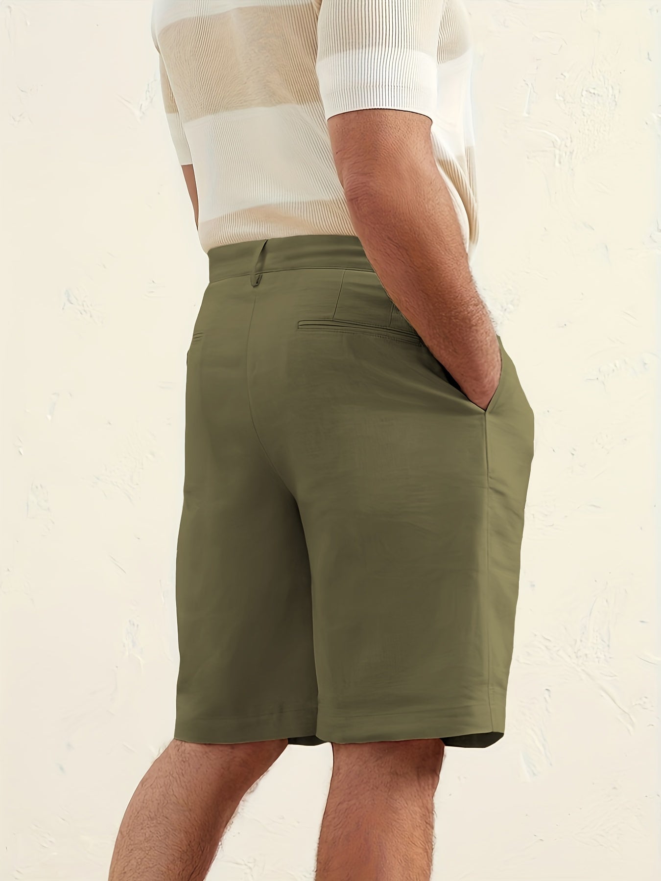 Solid Cotton Classic Dress Shorts Men's Formal Summer Business Wedding Party