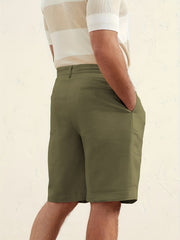 Solid Cotton Classic Dress Shorts Men's Formal Summer Business Wedding Party