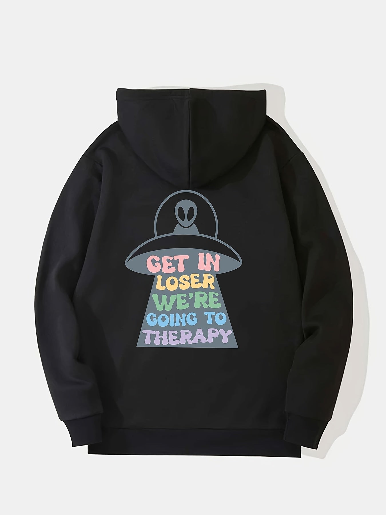 Spaceships Letter Graphic Hoodies Long Sleeve Casual Everyday Pullover Tee Shirt